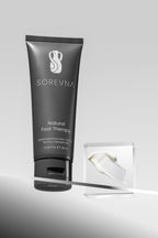 SOREVNA advanced enzymatic foot cream for callused feet, shown in a tube with rich cream texture.